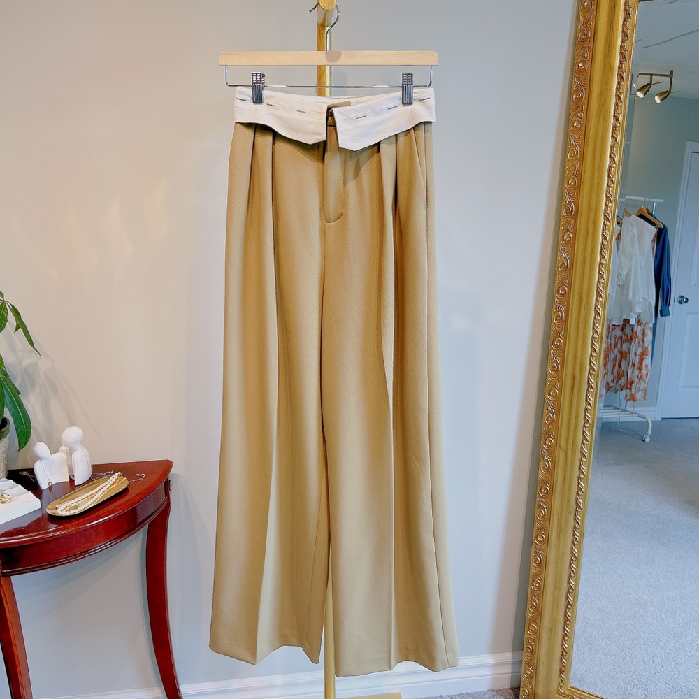 Tan Wide-Leg Trousers